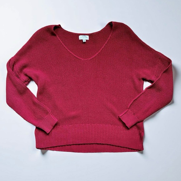 Lucky Brand Sweaters - Lucky Brand Oversized V-Neck Sweater - Deep Red